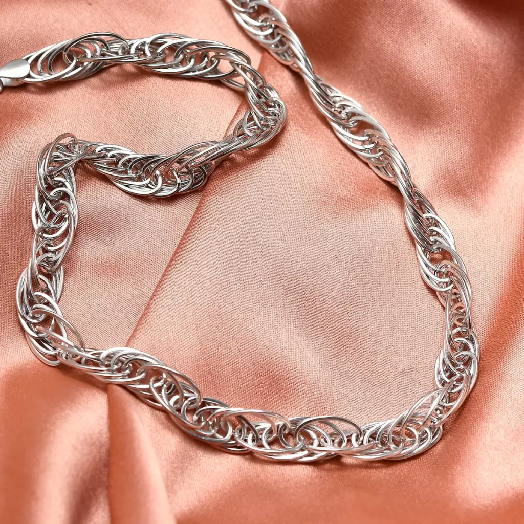 Silver layered necklaces silver chain link rope