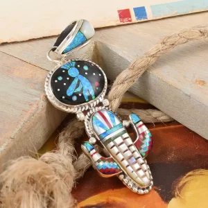 Inlay work southwestern jewelry turquoise pendant 
