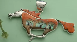Southwestern jewelry horse pendant Gemstone Sterling Silver