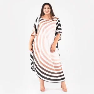 Tamsy Brown Long Kaftan with Elbow-Length Sleeves - One Size Fits Most