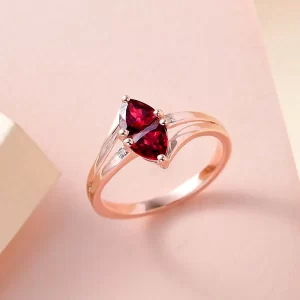 Tanzanian Wine Garnet and White Zircon Ring in Vermeil Rose Gold Over Sterling Silver
