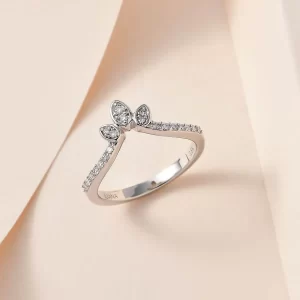 Vintage Diamond Ring Floral Chevron Band Ring Retro wedding