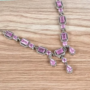 Vintage wedding jewelry Hot Pink Sapphire Necklace