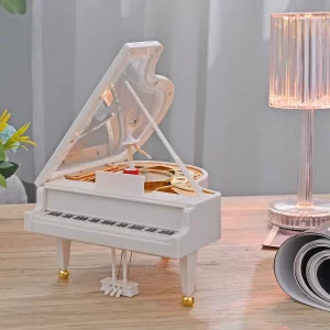 gifts for new home housewarming White Piano Shaped Music Box with Ballerina