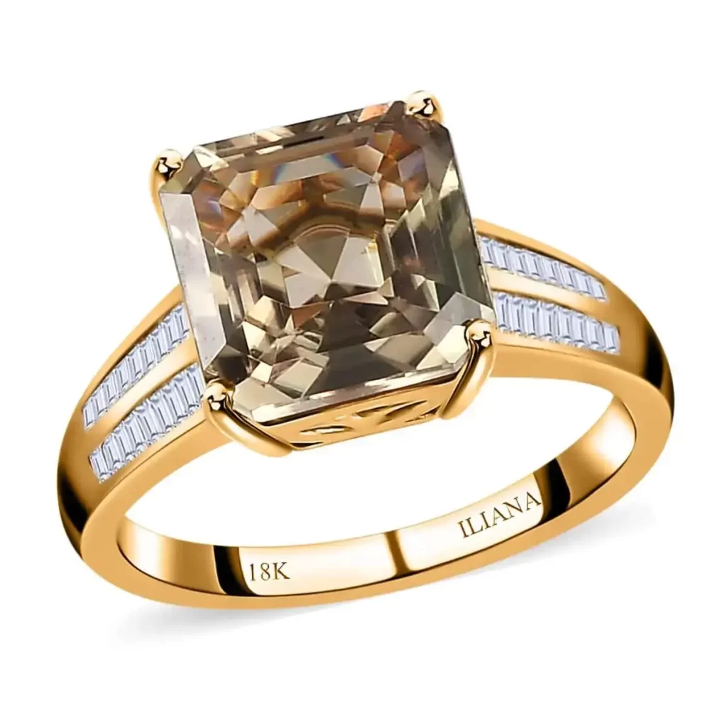 Iliana 18K Yellow Gold AAA Turkizite and G-H SI Diamond Ring, Wedding Rings For Women
