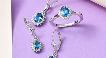 best jewelry under $50 London Blue Topaz and White Topaz Lever Back Earrings, Sunburst Ring and Pendant Necklace