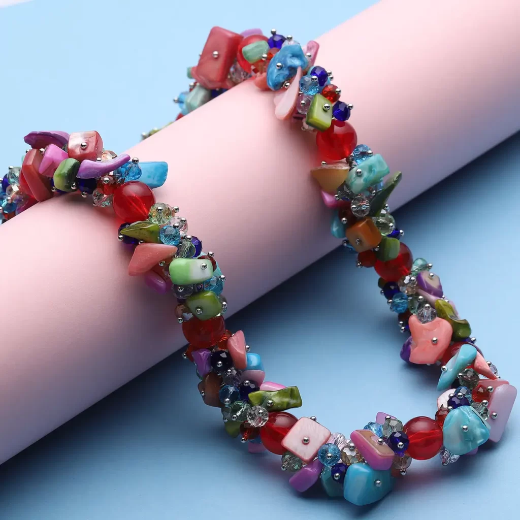 Multi Color Shell Seed Bead Necklace under $50