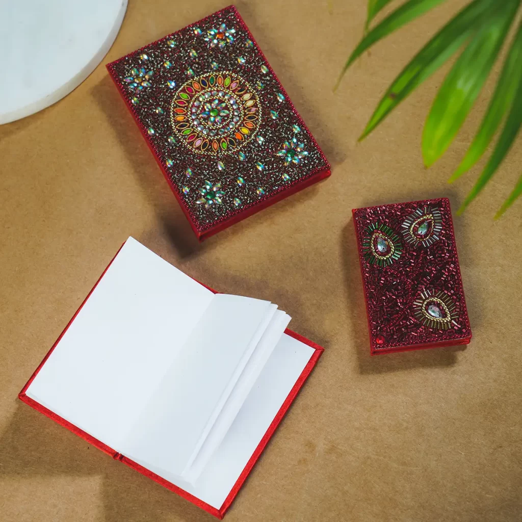 Set of 3 Red Bedazzled Diary as gifts for friends