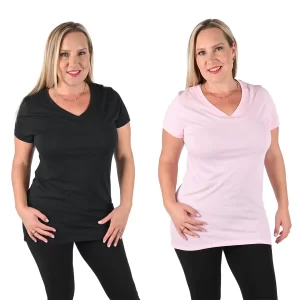 clothes clearance V-Neck T-Shirts Black and Pink