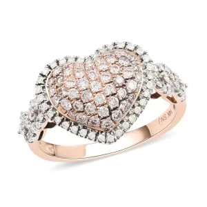 Rose Gold Heart Ring Natural Pink Diamond Heart Ring 
