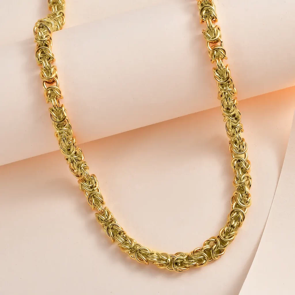 22K Yellow Gold Electroform Byzantine Chain Necklace