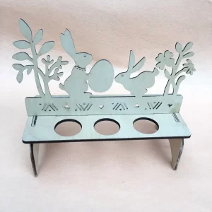 Carved Rabbit Design Inspired Wooden Easter Eggs Holder