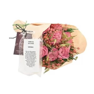 Floral Bouquet with Dried Pink Flower and Rose Fragrance Spray Bottle