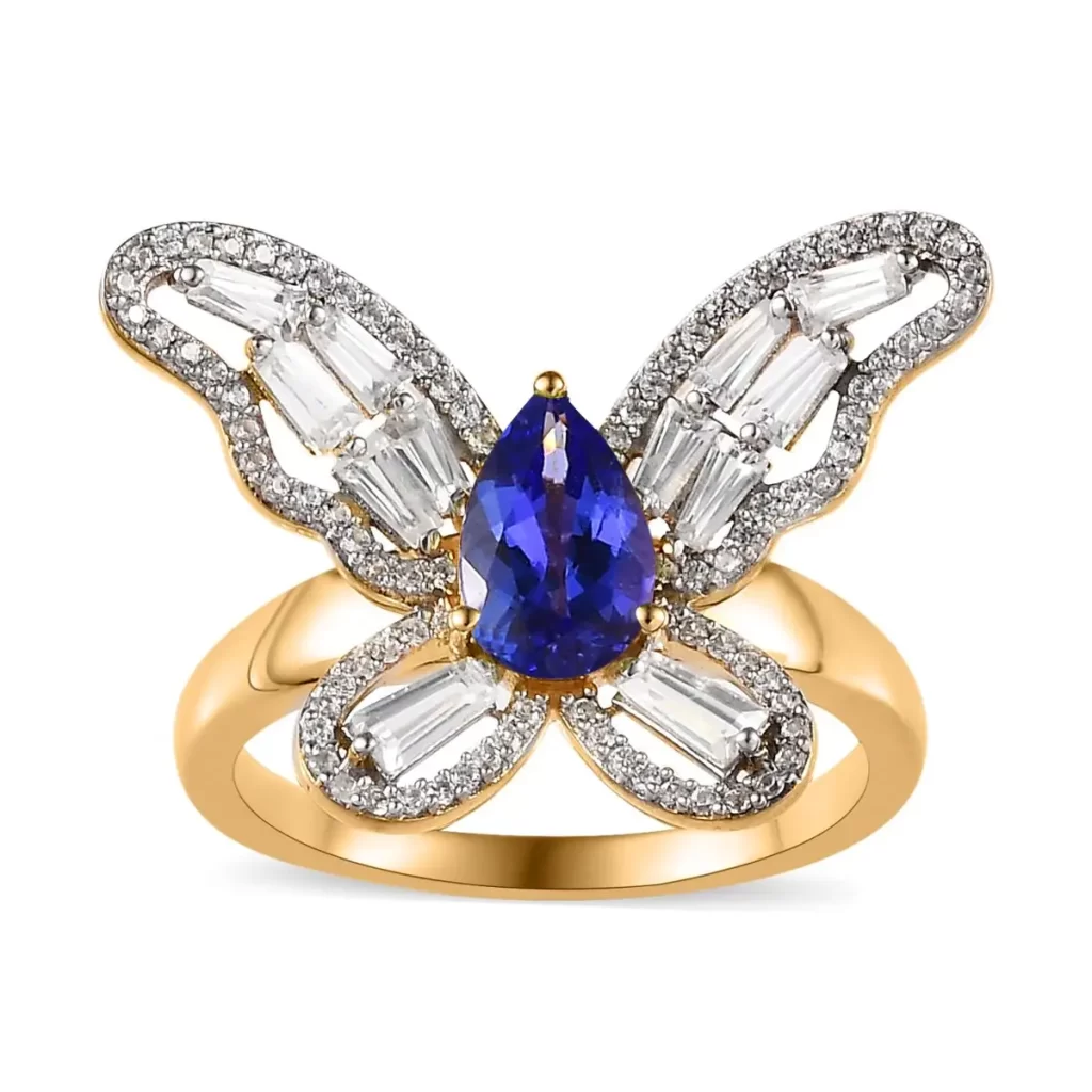 GP Tanzanite and White Zircon Butterfly Ring