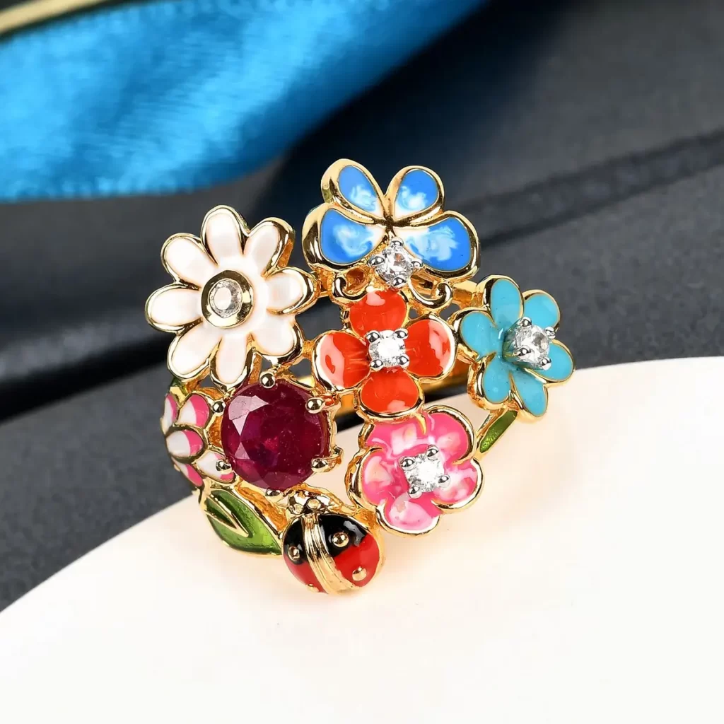 Italian Designer Floral Ring by Giuseppe Perez 