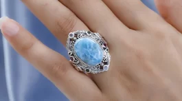 Larimar healing properties with Artisan Crafted Larimar and Multi Gemstone Elephant Ring in Sterling Silver