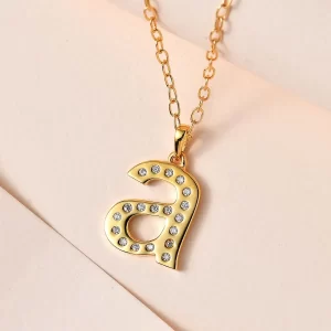 Moissanite Initial A Pendant with Cable Chain