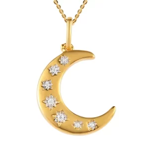 Moissanite Moon Pendant Necklace