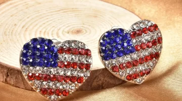 God bless America stars and stripes forever earrings American Flag Pattern Heart Earrings