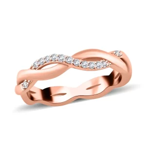 Natural Pink Diamond I3 Band Ring in Vermeil Rose Gold Over Sterling Silver