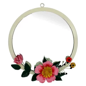 Home décor gift ideas Off White Handcrafted Decorative Floral Wall Mirror
