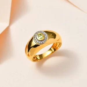Premium Sava Sphene and Diamond Men's Ring
