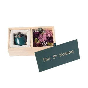 The 5th Season Dark Green Fancy Home Fragrance Scented Soya Candles and Wooden Gift Box