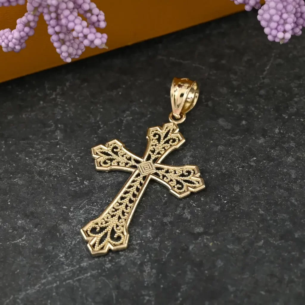 plain gold cross pendant Made in America 10K Yellow Gold Cross Pendant