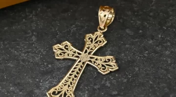 plain gold cross pendant made in America gift for granddaughter