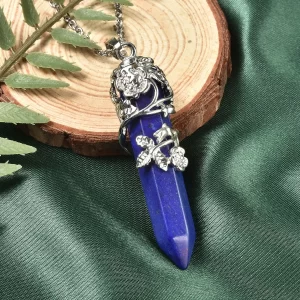 Lapis Lazuli Pointer Pendant with Stainless Steel Necklace for mom 