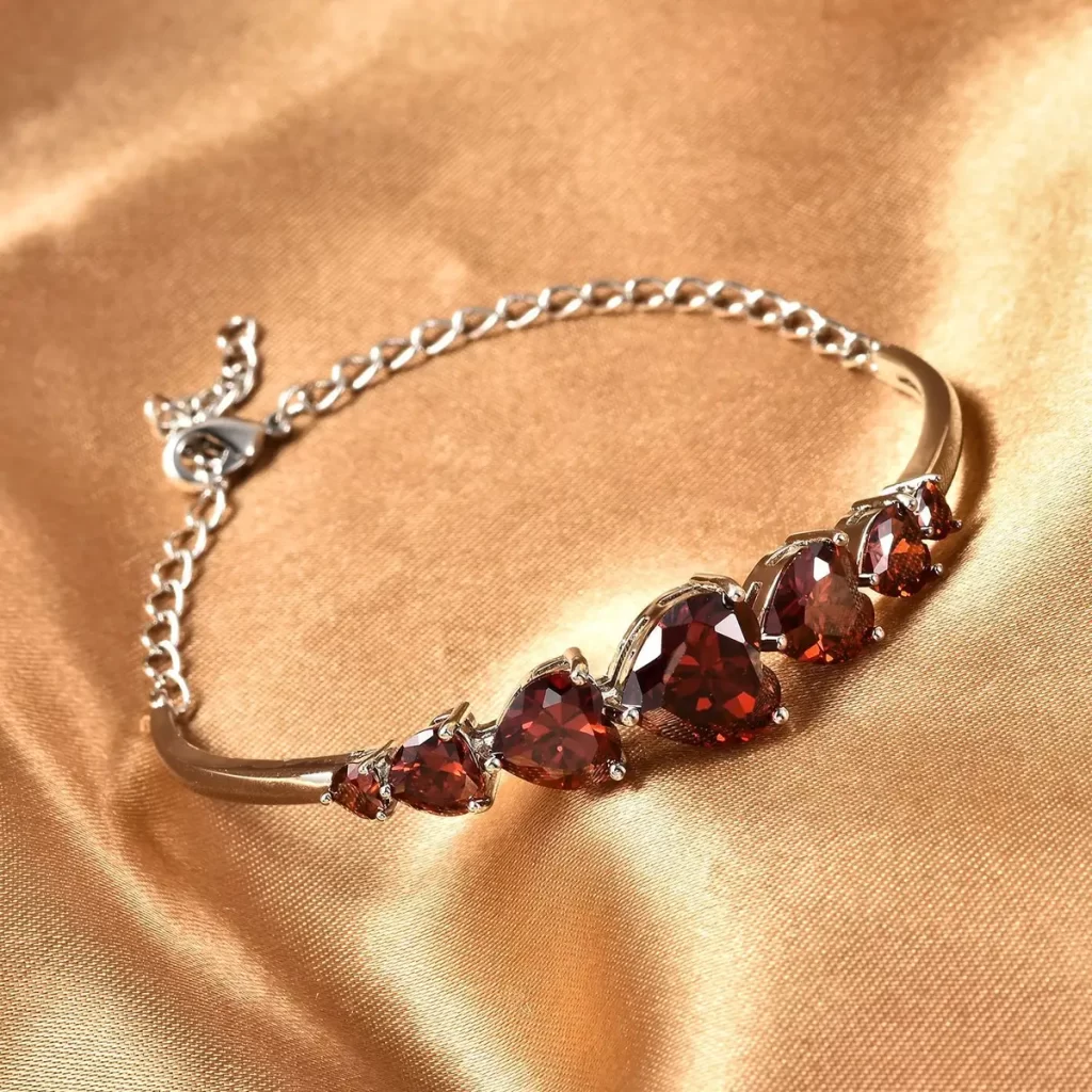 Simulated Red Diamond Bracelet in Silvertone