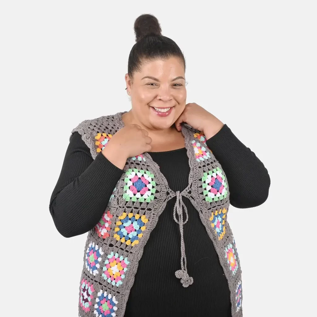 Tamsy Gray Traditional Handwoven Crochet Vest
