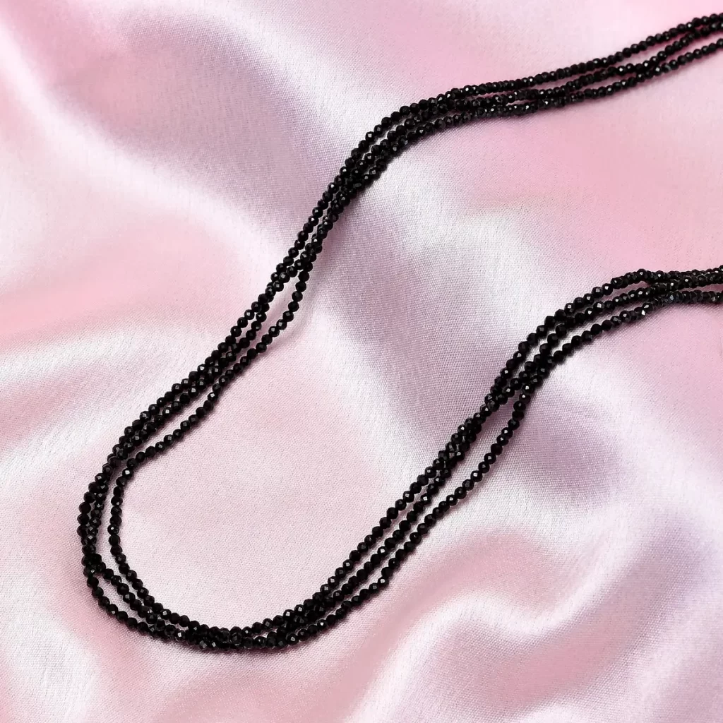 Thai Black Spinel Beaded Multi Strand Necklace