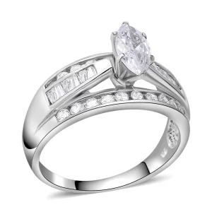 Simulated Diamond Ring in Sterling Silver, Fashion Rings For Women 4.65 ctw

