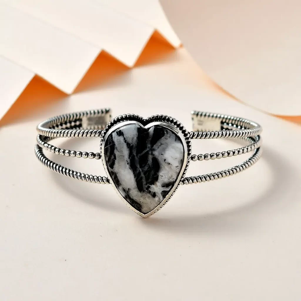 Heart Shape Cuff Bracelet in Sterling Silver