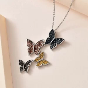 GP Trionfo Nature's Collection Multi Color Diamond Butterfly Pendant Necklace