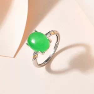 Green Jade Solitaire Ring