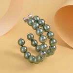 statement earring trend  Green Shell Pearl Hoop Earrings in Stainless Steel , Tarnish-Free, Waterproof, Sweat Proof Jewelry