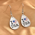 Patriotic jewelry American jewelry  love USA Theme Earrings in Stainless Steel , Tarnish-Free, Waterproof, Sweat Proof Jewelry