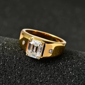 Moissanite Men's Ring in Vermeil Yellow Gold Over Sterling Silver 2.60 ctw