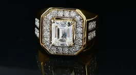 male commitment rings mens promise rings Moissanite Men's Ring in Vermeil Yellow Gold Over Sterling Silver