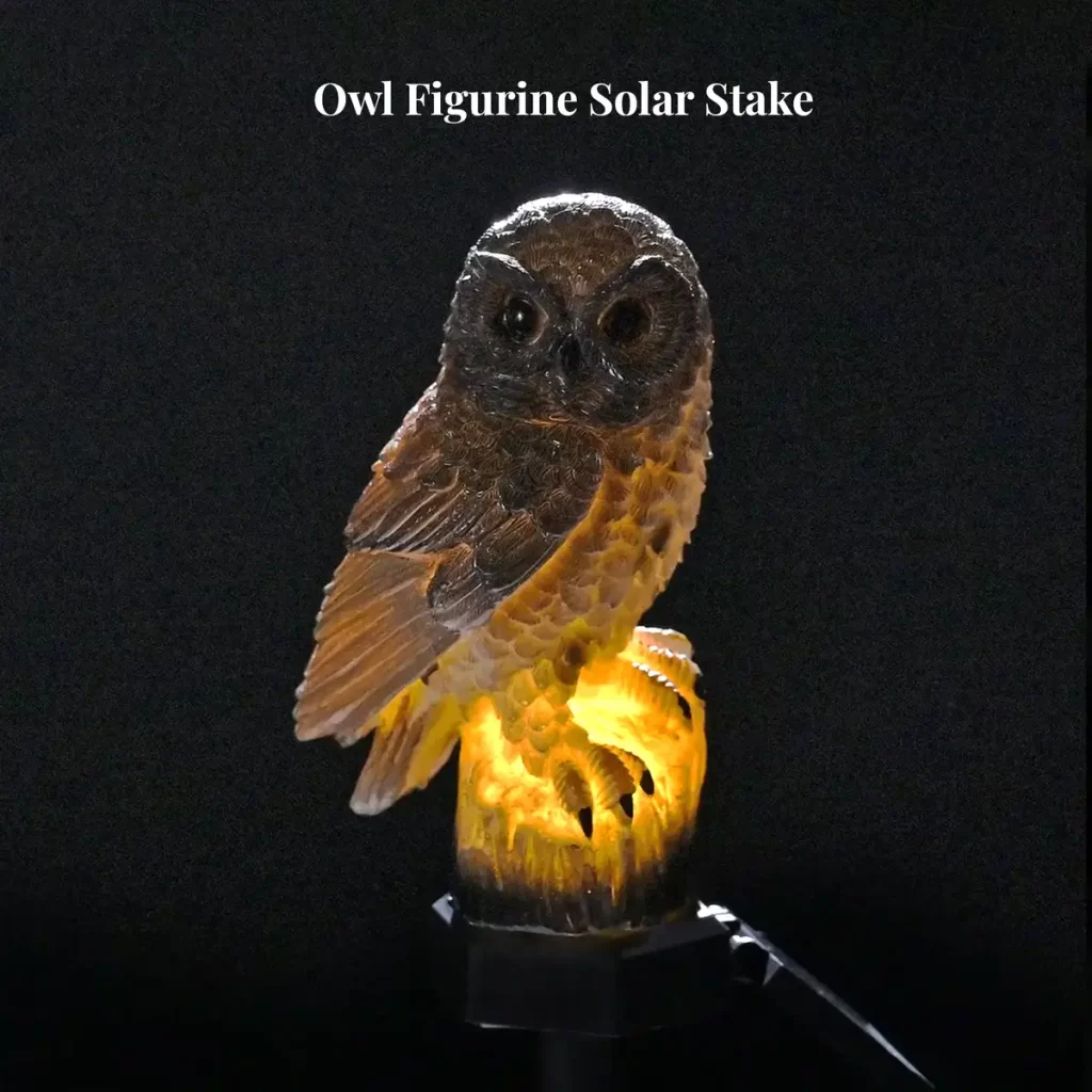 Owl Figurine Solar Stake Outdoor Waterproof Garden Light