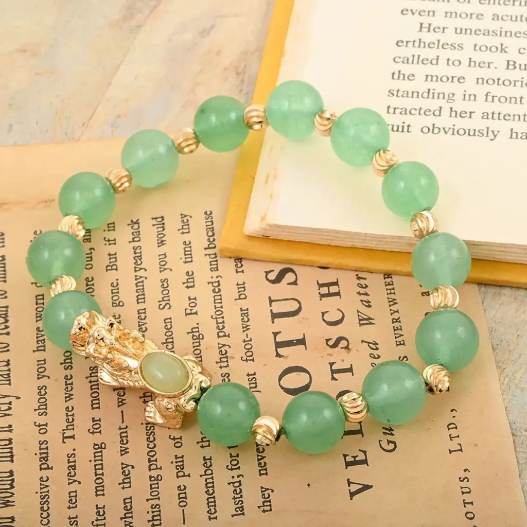 Pixiu Feng Shui Green Aventurine 9-10mm Beaded Bracelet