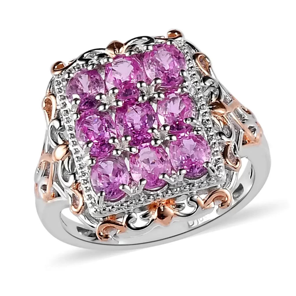Premium Madagascar Pink Sapphire Cluster Ring