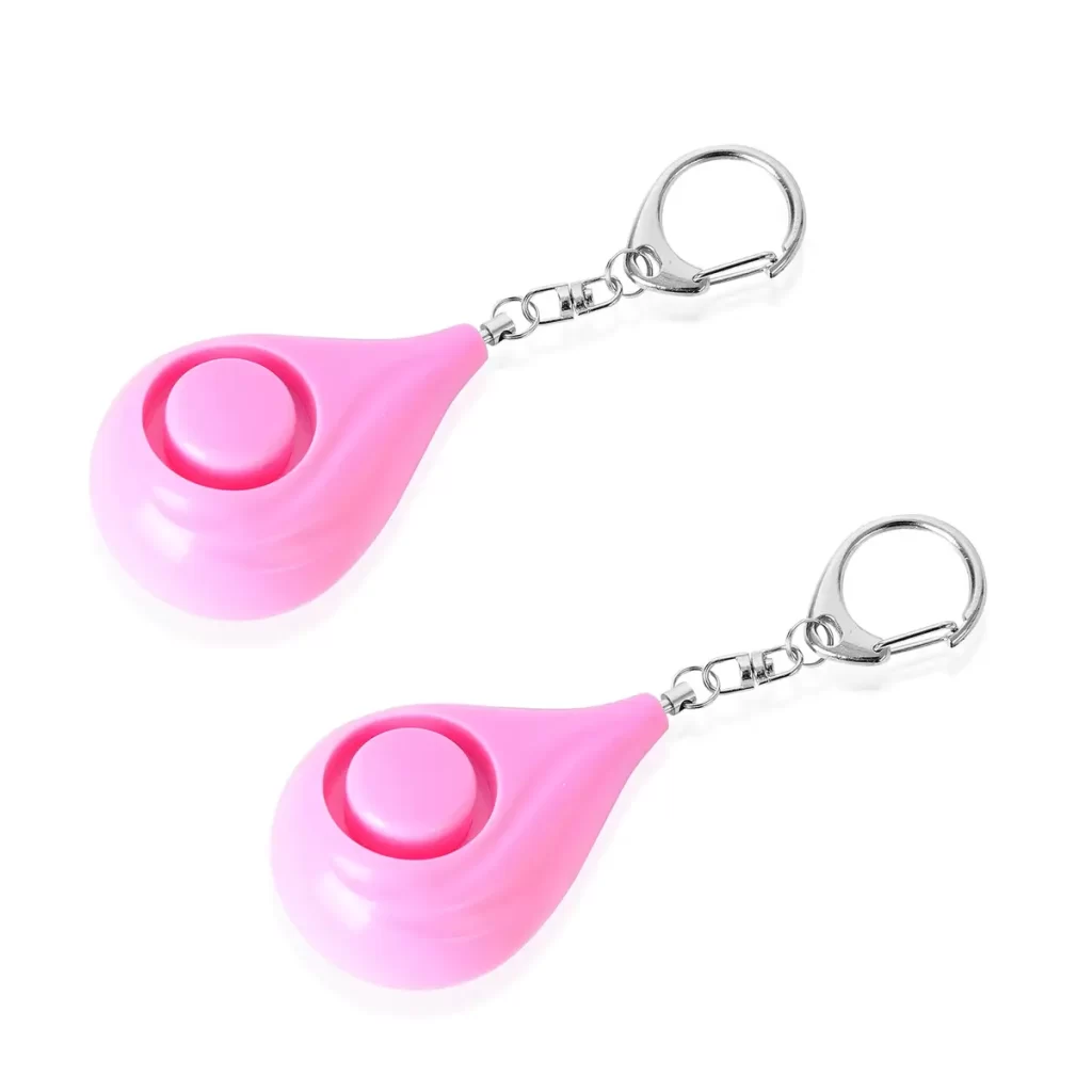 Set of 2 Personal Safety Pink Alarm Keychains