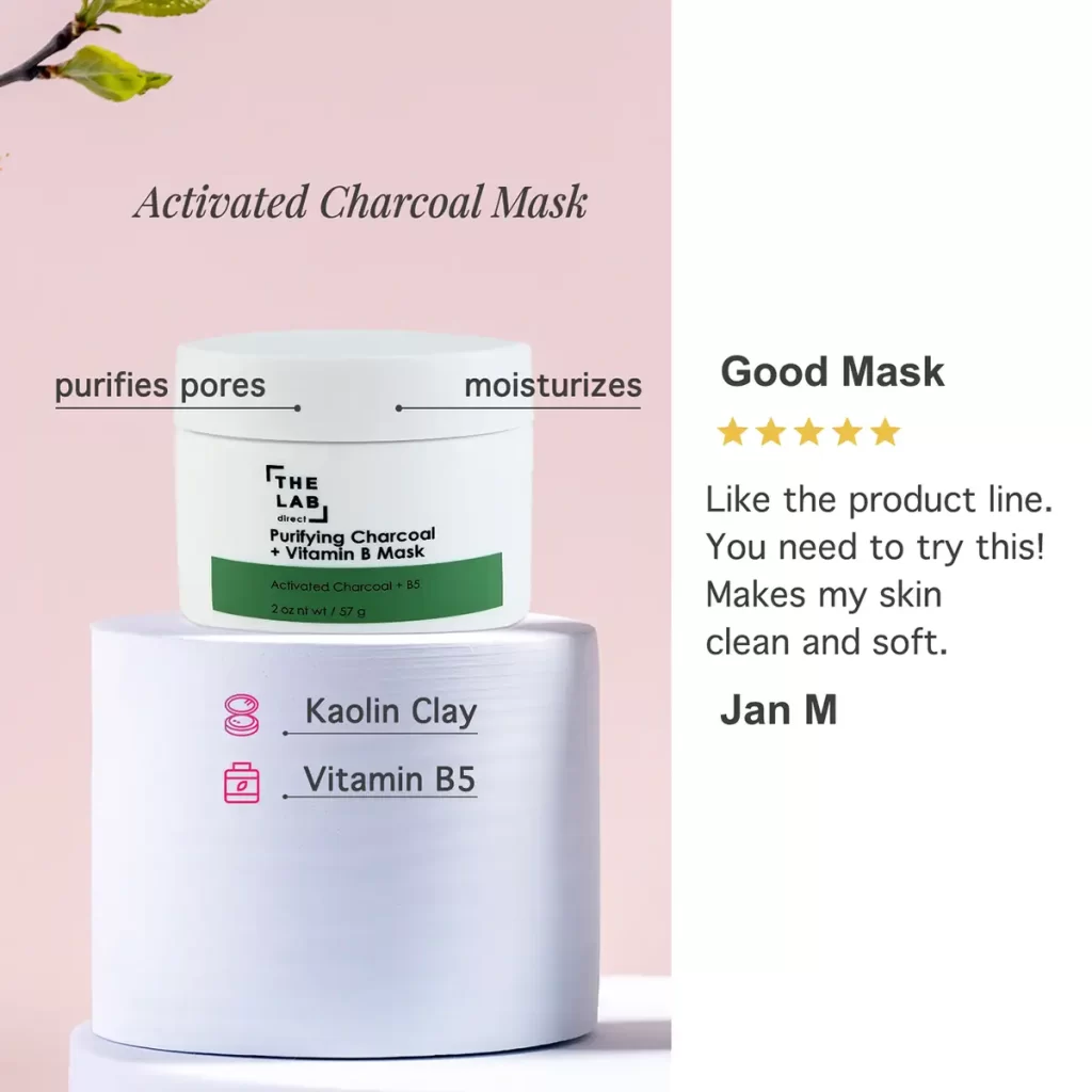 The Lab Direct Purifying Charcoal & Vitamin B Mask  Activated Charcoal Face Cleanser for acne, anti-acne face mask to treat cause of pimples in adults