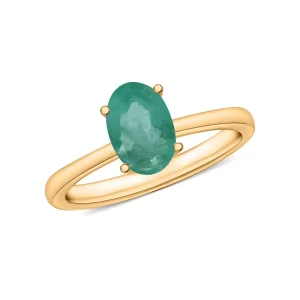 Kagem Zambian Emerald Solitaire Ring in Vermeil Yellow Gold Over Sterling Silver 0.85 ctw
