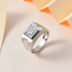 male commitment rings Moissanite Men's Ring Sterling Silver