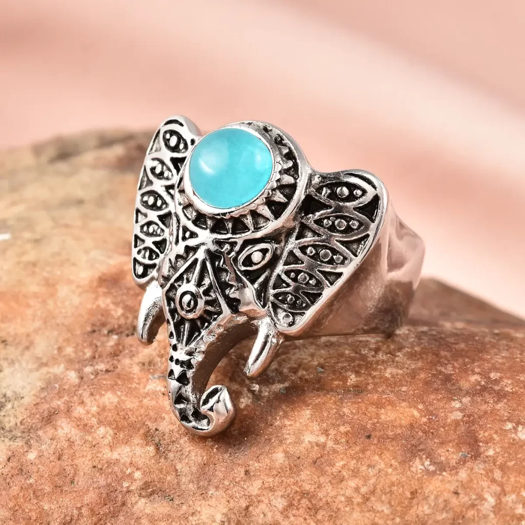 Amazonite Elephant Head Ring