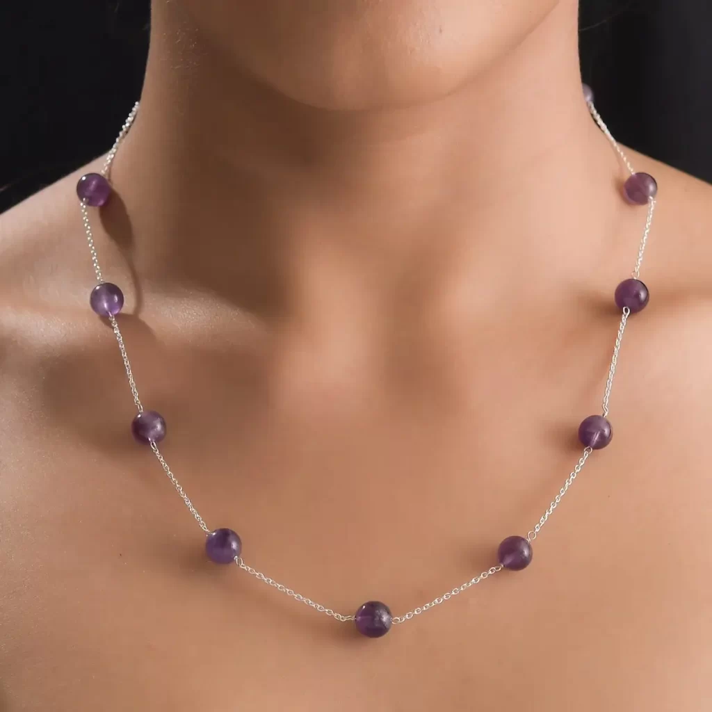 Amethyst Beaded Station Necklace
